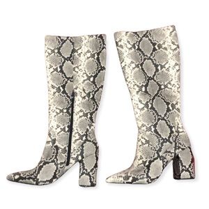 Time  & Tru Knee High Snake Print Block Heel Boot